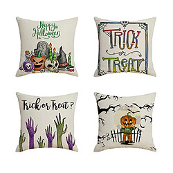 P41 4PCS 45 * 45cm Halloween Skull motif de linge de linge de coussin d'impression Coussin de coussin