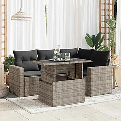 vidaXL Salon de jardin 5 pcs avec coussins gris résine tressée