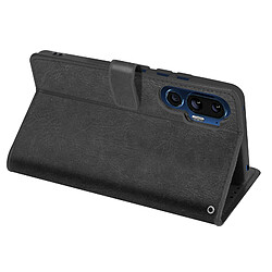 Avizar Étui pour HTC U24 Pro Design Vintage Clapet Portefeuille Support Vidéo Noir