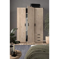 Cstore Armoire VEGA - Décor Gris anthracite - 3 portes + 3 tiroirs - L 147 x P 49,6 x H 200,4 cm