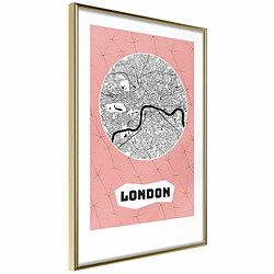 Paris Prix Affiche Murale Encadrée City map London Pink 20 x 30 cm Or