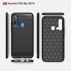 Wewoo Coque TPU en fibre de carbone à texture brossée pour Huawei Nova5i / P20 Lite 2019 bleu marine pas cher