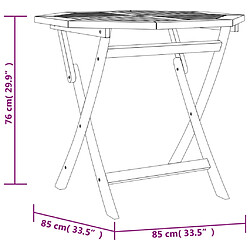 vidaXL Table pliable de jardin 85x85x76 cm Bois de teck solide pas cher