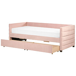 Beliani Lit gigogne en velours 90 x 200 cm rose MARRAY