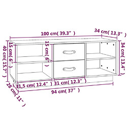 vidaXL Meuble TV 100x34x40 cm Bois de pin massif pas cher