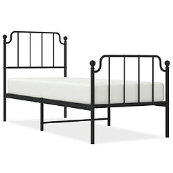 Maison Chic Cadre/structure de lit métal et tête de lit + pied de lit pour adulte - Lit Moderne Chambre noir 75x190 cm -MN20349