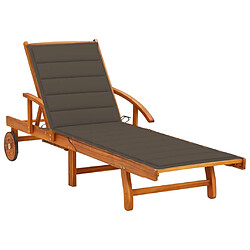 Helloshop26 Transat chaise longue bain de soleil lit de jardin terrasse meuble d'extérieur avec coussin bois d'acacia solide 02_0012382