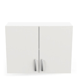 Dansmamaison Meuble haut de cuisine 80 cm 2 portes battantes Blanc Mat - MARTA