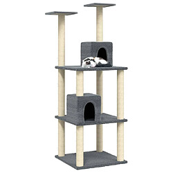 Helloshop26 Arbre à chat meuble tour grimper jouet grattage grattoir escalade plateforme avec griffoirs en sisal foncé 141 cm gris 02_0022660