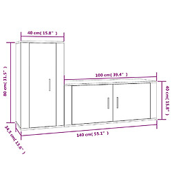 vidaXL Ensemble de meubles TV 2 pcs gris béton bois d'ingénierie pas cher