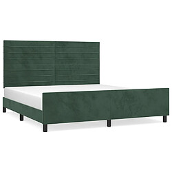 Maison Chic Lit adulte - Cadre Structure de lit avec tête de lit Contemporain Vert foncé 160x200 cm Velours -MN50826