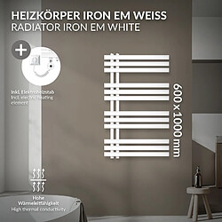 LuxeBath Radiateur Électrique de Salle de Bain Design Iron, 600 x 1000 mm, Blanc + Résistance 300W