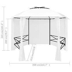 vidaXL Chapiteau de jardin avec rideaux 360x312x265 cm Blanc 180 g/m² pas cher