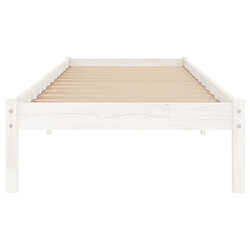 Avis vidaXL Cadre de lit sans matelas blanc bois massif 90x200 cm