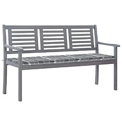 vidaXL Banc de jardin 3 places avec coussin 150 cm Gris Eucalyptus 