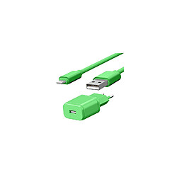 Jaym Pack Chargeur Secteur 1 USB 1A + Câble USB vers Lightning - 1,7 mètres - Collection POP - Vert