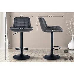 Acheter Decoshop26 Lot de 2 tabourets de bar structure métallique noir assise en velours gris foncé avec surpiqûres 10_0004445