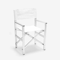 Acheter Beach And Garden Design 4 chaises de plage pliables portables en textilène aluminium Regista Gold | Blanc