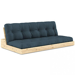 Inside 75 Canapé lit futon BASE bleu pétrole couchage 130cm dossiers coffres