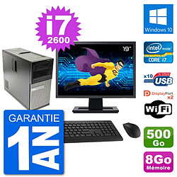 PC Tour Dell 7010 Ecran 19" Intel i7-2600 RAM 8Go Disque 500Go Windows 10 Wifi - Occasion