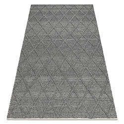 RUGSX Tapis en laine TAHAR 99001K anthracite - TISSÉ MAIN boucle, losanges, bohème 120x180 cm