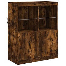 Avis Maison Chic Commode Buffet - Meuble de rangement avec lumières LED chêne fumé 81x37x100 cm -GKD47075