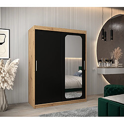 Abiks Meble Armoire PROMO T2 À Portes Coulissantes 200/150/62 2 Portes (Artisan/Noir)