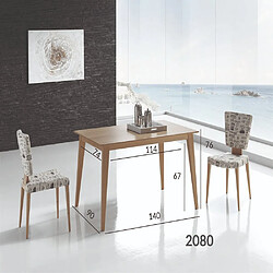 Inside 75 Table repas NORDIC 4 couverts 140 x 90 cm pieds bois plateau chêne naturel