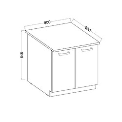 Acheter Tbs Meuble bas 2 portes battantes avec plan de travail - Décor chene sonoma - L 80 x P 51,6 x H 82 cm - LASSEN