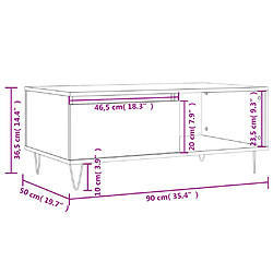 vidaXL Table basse Chêne marron 90x50x36,5 cm Bois d'ingénierie pas cher