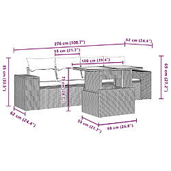 vidaXL Salon de jardin 5 pcs avec coussins noir résine tressée pas cher