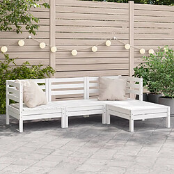 vidaXL Canapé de jardin 3 places et repose-pied blanc bois pin massif