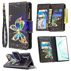 Etui en PU fermeture éclair à motifs papillon d'or pour votre Samsung Galaxy Note 10/Note 10 5G