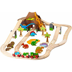 Bigjigs Toys Jeu en bois - Ensemble de chemin de fer de dinosaure