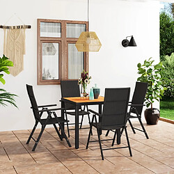 Salle à manger de jardin 5 pcs,Table et chaise à dîner Noir et marron -MN90420