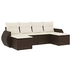 vidaXL Salon de jardin avec coussins 6 pcs marron résine tressée