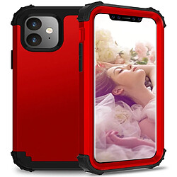 Wewoo Coque Rigide Pour iPhone 11 PC + Silicone Protection anti-chute téléphone portable en trois parties rouge