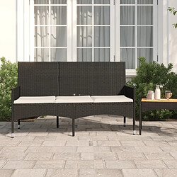 Maison Chic Banc de jardin à 3 places | Banquette de jardin | Chaise Relax avec coussins Noir Résine tressée -MN83494