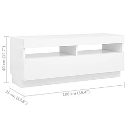 vidaXL Meuble TV avec lumières LED Blanc 100x35x40 cm pas cher