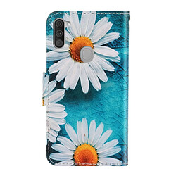 Etui en PU impression de motifs fleurs blanches pour votre Samsung Galaxy M11