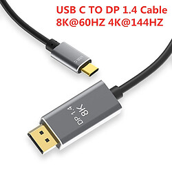 Universal Câble USB C DP1.4 type C à 1.4 8 K 30 Hz 4 K 144 Hz en alliage d &'aluminium en PVC pour affichage XDR | (noir)