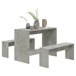 Acheter Ensemble salle à manger de jardin 3 pcs,Table et chaise à dîner Gris béton Aggloméré -MN94292