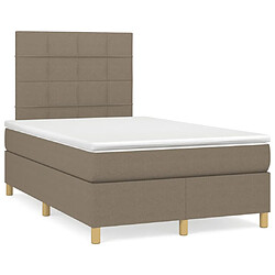 Maison Chic Lit adulte- Lit + matelas,Sommier à lattes de lit avec matelas taupe 120x190 cm tissu -GKD98886