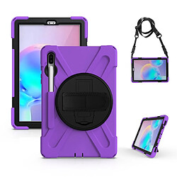 Coque en TPU combo en forme de x avec béquille et dragonne violet pour votre Samsung Galaxy Tab S6 SM-T860 (Wi-Fi)/T865 (LTE)