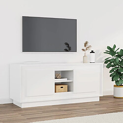 Maison Chic Meuble TV scandinave - Banc TV pour salon blanc brillant 102x35x45 cm bois d'ingénierie -MN64924