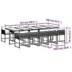 Avis vidaXL Ensemble à manger de jardin 11pcs avec coussins gris poly rotin