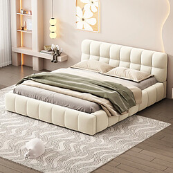 ComfortXL Lit Rembourré 140 X 190 Cm, Lit Double Avec Dossier Moelleux, Lit Bas Avec Contour Rembourré