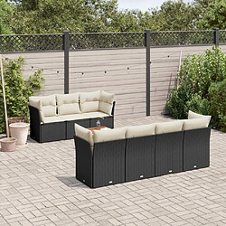 vidaXL Salon de jardin 8 pcs avec coussins noir résine tressée