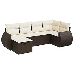 vidaXL Salon de jardin avec coussins 6 pcs marron résine tressée