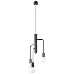 Luminaire Center Plafonnier DUOMO acier noir 3 ampoules Largeur 25 Cm